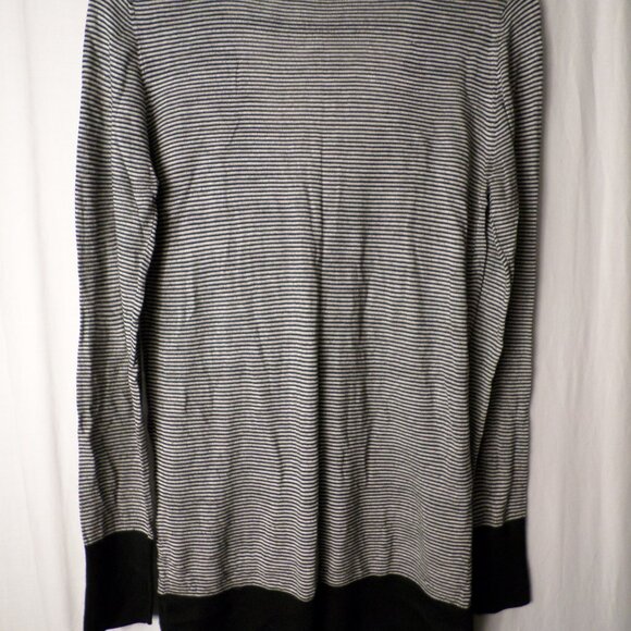 Mod Bod Black & White Cardigan Striped Button Front Sweater Womens Sz Small - Picture 8 of 9